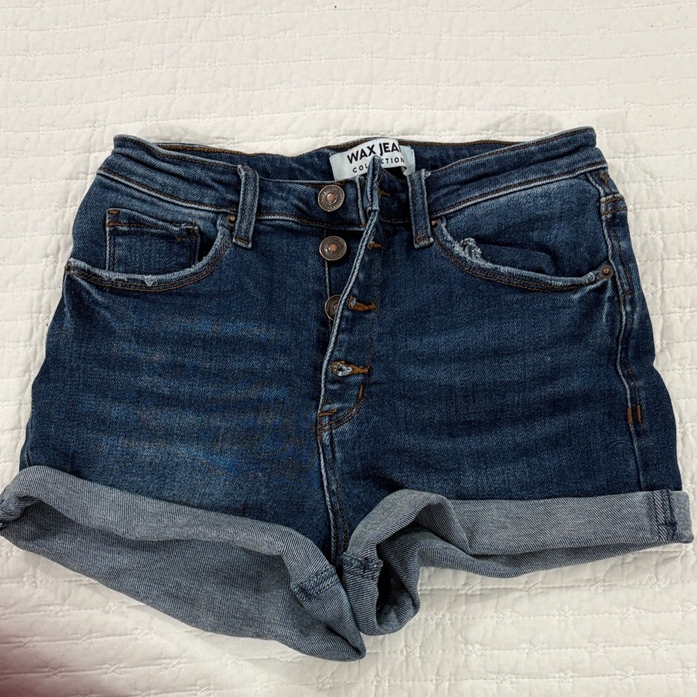 Wax Jean Indigo Denim Shorts with Rolled Hem